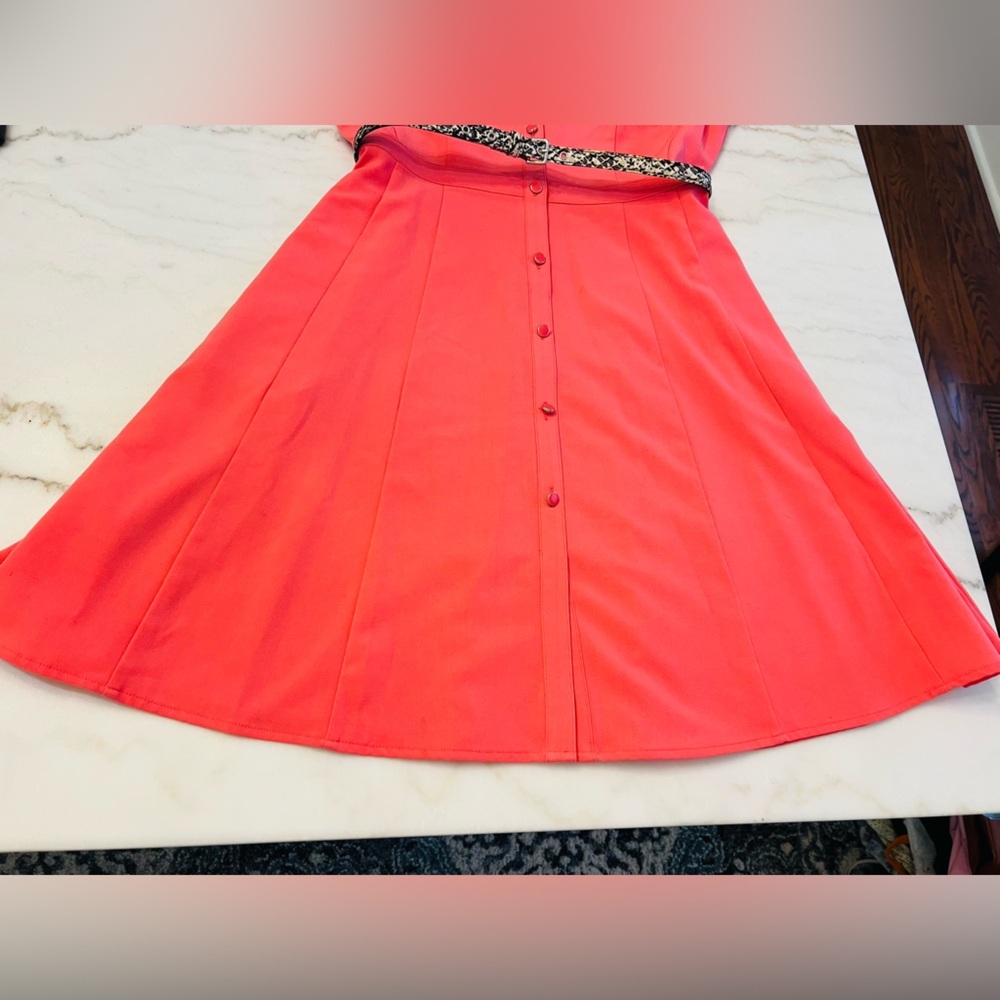 New York and Co Pink Stretch Button-Down Dress with Belt Size M - Picture 3 of 7